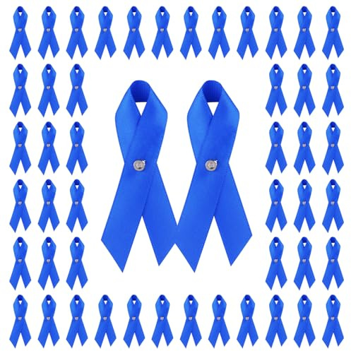 CRAFFANCY Lot de 100 épingles à ruban en satin bleu avec étiquette en métal pour sensibilisation au cancer de la prostate pour homme ou femme