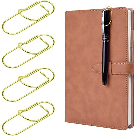 Wisdompro Pen Clip, 12 Pack Stainess Steel Pen Clip Holder for Notebook, Books, Journal, Clipboard, Paper, etc. - Fits Almost Any Pen Size (Gold), 2.36x0.6 inch