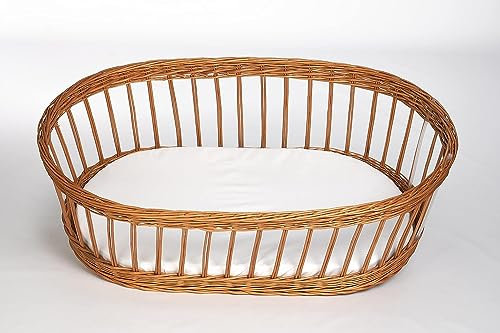 Mionido Spannbettlaken Doppelpack 85 x 45 cm Weiß | Matratzen-Bezug für ovale Matratze | 100% Baumwolle | Bezug für Matratzen im Stubenwagen & Kinderwagen | 100% in Deutschland gefertigt