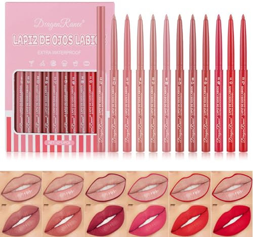 LuckNest Lip Liner Set – 12 colori Velvet Slim High Pigmented Makeup Liners Waterproof Long LastingNon-marking Matt Velvet Lipstick Pen for Daily/Travel/Party/Work (B)