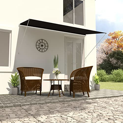 Homgoday Einziehbare Markise Balkonmarkise Klemmmarkise Handbetrieben Fallarmmarkise Fenstermarkise Sonnenschutz für Fenster Terrasse Balkon 300×150 cm Anthrazit