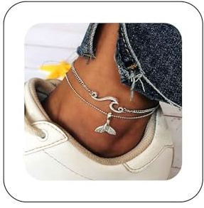 Cimenexe Bohemio En Capas De Cola De Sirena Tobillo Pulsera De Plata De Onda Tobillo Cadena Pulsera De Cola De Sirena De Pescado Playa Tobillera Cadena De Playa Surfista Pie Tobillera Verano