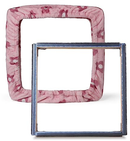 JTVTW Cadre à broder en bois rose et flanelle avec couvercle 30 x 30 cm
