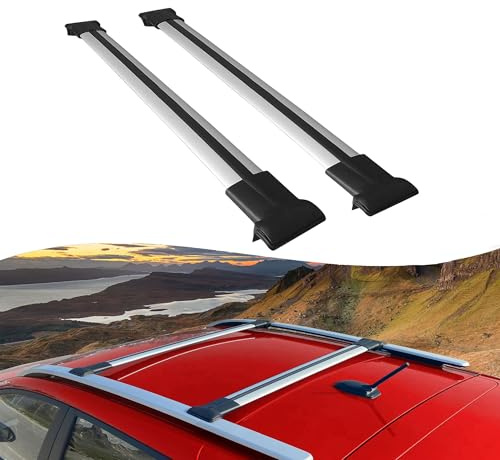 Roof Racks Cross Bars For Seat Ateca 2016-2023, Raised Roof Rails | Axenture Aluminium Roof Bars, Set of 2, 75 kg Dynamic Load, T-Slot for Roof Boxes, Bikes, Ski, Kayaks & Luggage Grey