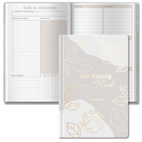 BIROYAL Undatierter Wochenplaner: 180°-Flachöffnung | Terminplaner A5 | wöchentlicher Terminkalender mit To-Do-Liste, großem Notizfeld | 128 Seiten Terminplaner auf Deutsch mit Hardcover | Planer