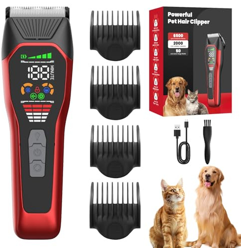 Maquina Cortar Pelo Perros para Pelaje Grueso, Cortapelos Perro de 2 Velocidades con Carga Tipo C para Animales Pequeños, Medianos y Grandes