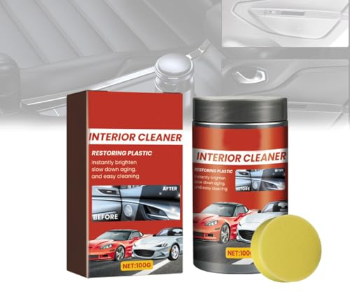 Nettoyant protecteur et lustrant pour tableau de bord intérieur automobile, nettoyant rénovateur de revêtements plastiques intérieurs avec éponge (1PCS)