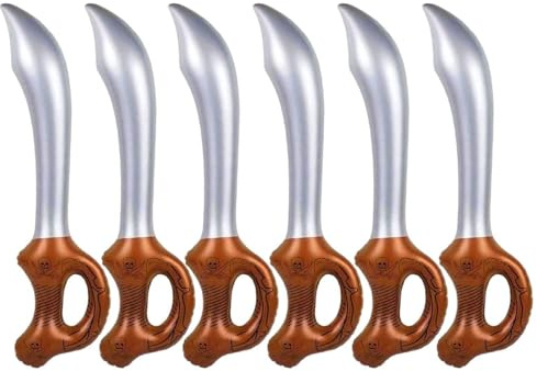 QIXNBL 6 Pezzi di Coltelli Giocattolo Gonfiabile E 6 Pezzi di Maschere per Gli Occhi, Puntelli A Forma di Pirata, Forniture Decorative, Adatti per Feste A Tema E Giochi di Ruolo.