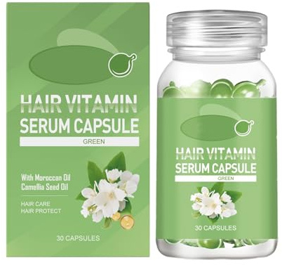 Capsule Di Siero Vitaminico Per Capelli, Capsule Di Olio Per Capelli Senza Risciacquo Per Donne, Per Capelli Secchi E Crespi (Verde)
