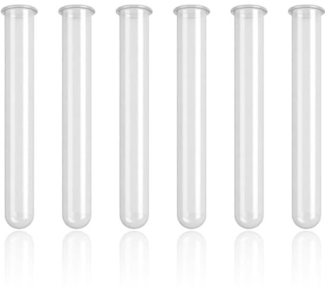 6PCS Tube à Fleurs en Borosilicaté, 20 x 150 mm, Tubes à Essai Réutilisables en Silicone pour Propagation de Fleurs, Éprouvettes Transparentes, Idéales pour Décoration et Jardinage