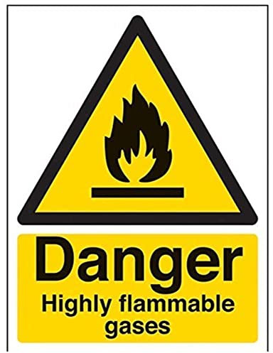 vsafety segni 69009 AN-R Fuoco e di avvertimento pericolo altamente infiammabile gas infiammabile cartello in plastica rigida, verticale, 150 mm x 200 mm, 1 mm, Nero/Giallo