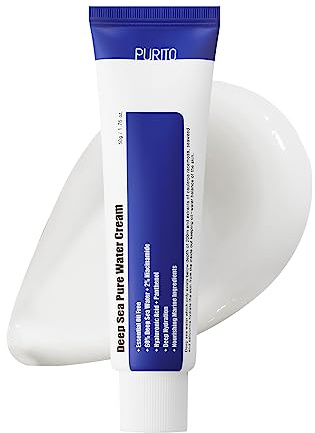 PURITO Eterisk oljefri djursjöar ren vatten kräm 50 g 1,7 fl.oz, fuktkräm för ansikte, ansiktsvatten kräm, vegansk