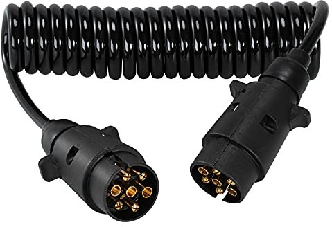 Voilamart 3M 7Pin Trailer Extension Cable with Trailer Adapter Plug Socket Connector,7 Core Towing Caravan Trailer Truck RV Electrical Wiring Cable Connector for Towing Caravan Truck(Male to Male)