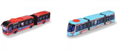 Dickie Toys - Spielzeug-Bus Volvo rot – lenkbarer City Bus 40 cm zum Spielen für Kinder ab 3 Jahren & - Spielzeug-Fahrzeug Siemens City Tram 41