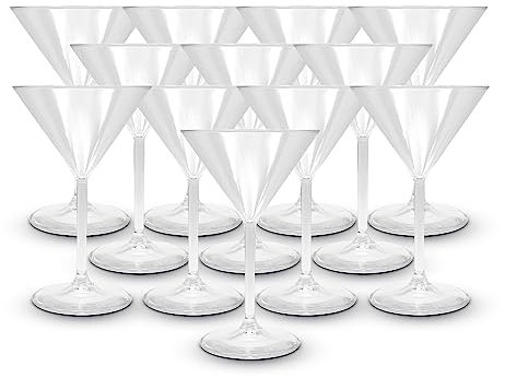 DOJA Barcelona | transparentKunststoff-Martini-Gläser | 12er Pack | Hartplastik Trinkgläser | Klare Polycarbonat-Gläser | Wiederverwendbare Plastik-Martini-Gläser, Mehrweg Cocktail Becher