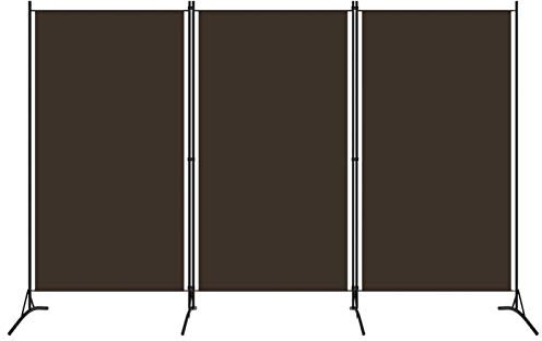 Gecheer 3-TLG. rumsavdelare vikbar paravent omklädning, integritetsskärm fristående ställvägg, vikbar rumsavdelare, paravants och rumsavdelare brun 260 x 180 cm