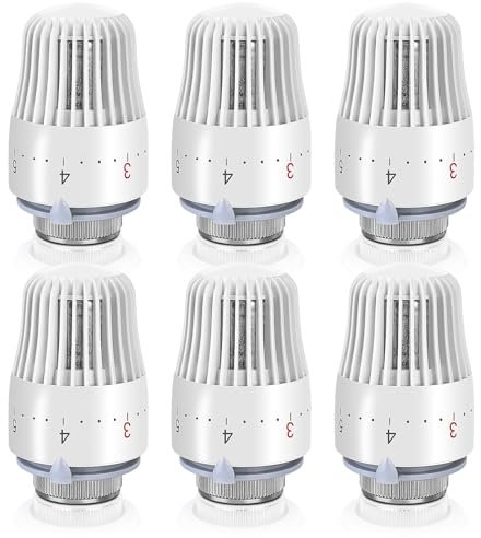 BYZESTY Heizungsthermostat Heizkörperthermostat Thermostatkopf Heizungsregler: 6 Stück Heizkörperventil M30x1,5, Heizung Thermostatkopf, Thermostatventil Heizkörper Ersatzkopf für Büro Zuhause