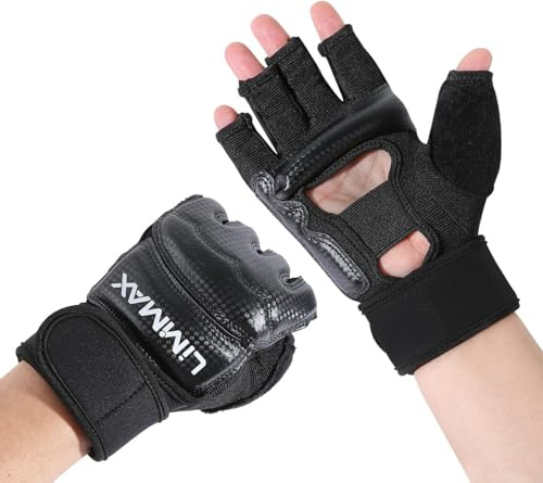 LiMMAX Guanti da boxe per kickboxing, MMA, da uomo, donna, mezze dita, guanti da combattimento, guantoni da boxe, guanti da allenamento per sacco da boxe, guanti da allenamento per uomini e donne