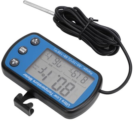Thermometre Congelateur, Thermomètre Frigo Digital Thermometre Frigo Thermomètre Cuisine Sonde Temperature Numérique avec Écran LCD & Alarme pour Réfrigérateur Congélateur Aquarium