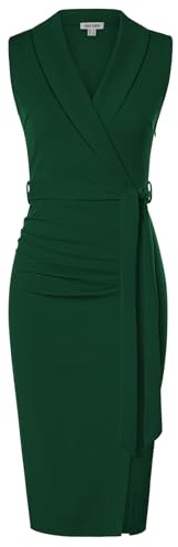 GRACE KARIN Women Midi Bodycon Dress Sleeveless Vest Top Wrap Business Dresses for Office Work Casual Formal Party Dark Green 10