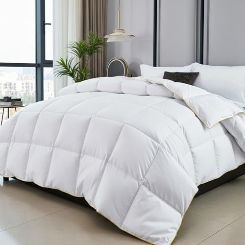 Luxury White Goose Feather & Down Duvet Quilt - 100% Cotton Anti Dust Mite & Down Proof Fabric, Luxurious Light Soft Breathable Hotel Quality Warm Quilt (TOG 18, Double)