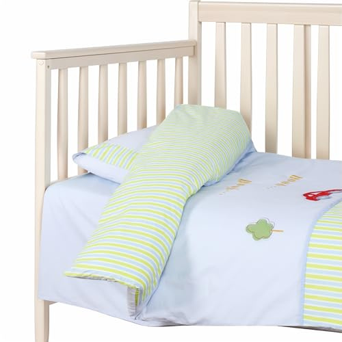 BLOOMSTAR Set di biancheria da letto per culla, 2 pezzi, 100% popeline di cotone, copripiumino 40 x 48 e federa 12 x 18, morbido ricamo per neonati