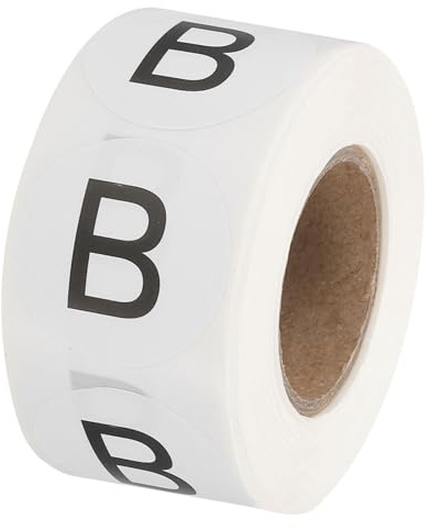 PATIKIL Lettre B Étiquettes d'Inventaire, 1 Pouce Autocollants de Lettres Capitales, Ronds et Auto-Adhésifs (1Rouleau/Total 500Pcs) pour Bureau, Stockage