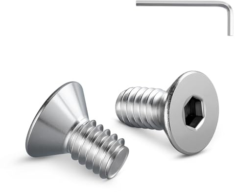 BNUOK 1/4-20 Bolt, 1/4-20 x 3/8 Inch Flat Socket Head Screws 30Pcs, 304 Stainless Steel 18-8 Countersunk Bolts, Full Thread, with Hex Spanner