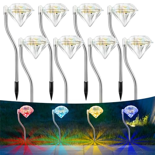 Anordsem Solar Lights Outdoor Garden: Garden Lights Solar Powered Waterproof for Outside Decorative - Colour Changing Lighting for Fence Patio - Diamond LED Decorating Light Gifts for Women Mum Wife