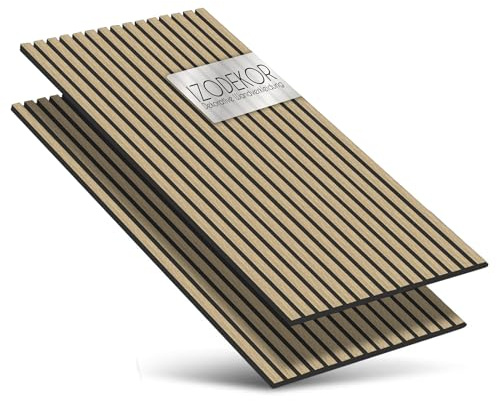 IZODEKOR Pannelli da parete 3D in legno, isolamento acustico, pannelli acustici, in legno, decorazione da parete per soggiorno, rivestimento interno e isolamento acustico, set da 2 pezzi, naturale