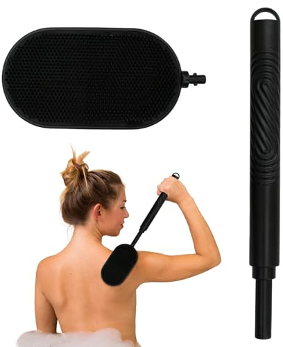 Cepillo de Espalda Mango Largo Ajustable para Ducha en Silicona Cepillo Exfoliante Corporal y Esponja de Ducha Dry Brushing y Cepillado en Sec Elimina Celulitis Suaviza la Piel Bath and Body Works