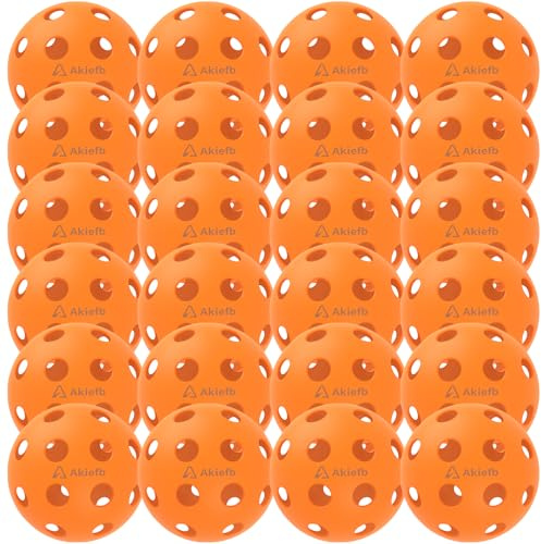 Akiefb Pro-Grade 40-Hole Outdoor/Indoor Pickleball Balls(24Pack) High Bounce, Durable Construction with Wind-Resistant Design, Built for Practice & Rec for Competitive Play(Orange)