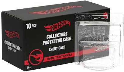 Hot Wheels Protector Carta Corta, Blister Transparente, Expositor Coches Escala 1:64, Pack 10 Unidades, Producto Oficial Mattel