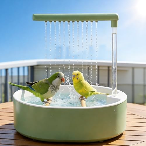 AHYDFSR Ducha para Pájaros, Baño Automático para Pájaros, Ducha para Loros, Baño Automático de Loros con Agua Circulante, para Jaula Periquitos Agapornis Cacatúa