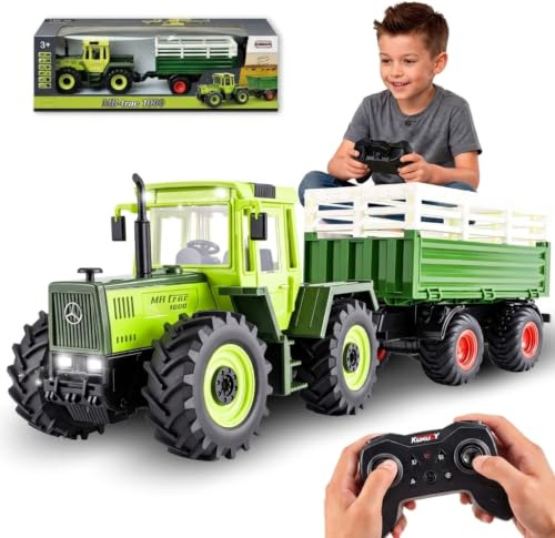 Fjärrstyrd traktor med släpvagn leksak Mercedes-Benz MB-trac 1000