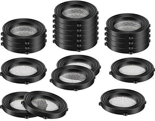 20 paquetes de filtro de acero inoxidable Arandela de manguera de jardín, lengüetas autobloqueantes Mantenga la arandela firmemente fijada en los accesorios interiores con malla de 40 mm (3/4 pulg.)