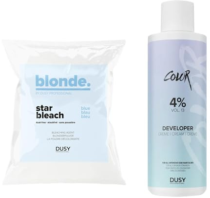 Dusy Star Bleach Blonderingspulver 500 g i påse + Dusy Professional Creme Oxyd 1000 ml 4 %