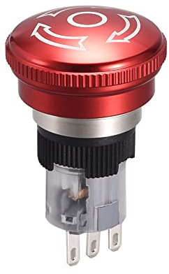 sourcing map 16mm Montaje Enclavamiento Emergencia Parada Pulsador Botón Interruptor AC250V 5A 1NO 1NC