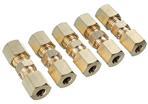 5 unidades de unión de línea de freno hidráulico, conector de compresión de latón para coche, conectores de tubo de freno hidráulico de 3/16 pulgadas OD