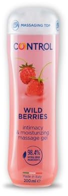 Control - Gel Wild Berries 3en1, Gel de Masaje Corporal con Aroma a Frutas del bosque, Tapón masajeador, Base acuosa, 98,1% de ingredientes naturales, 200 ml
