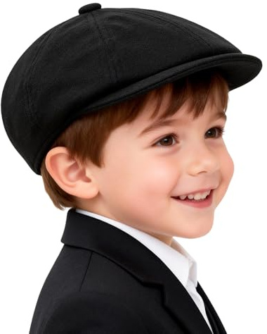 mintgreen Sombreros Gorras Bebés Niño, Recién Nacido Vendedor de Periódicos Gorra Vintage Tweed Plano Sombrero de Panadero, Negro, 2-3 Años