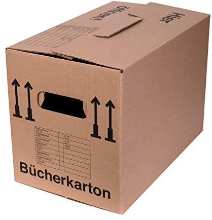 50 x Bücherkarton Umzugskarton Aktenkarton 500 x 300 x 350 mm bis 40 kg mit stabiler starker Doppelwelle, Menge wählbar von 5 bis 240 Stück