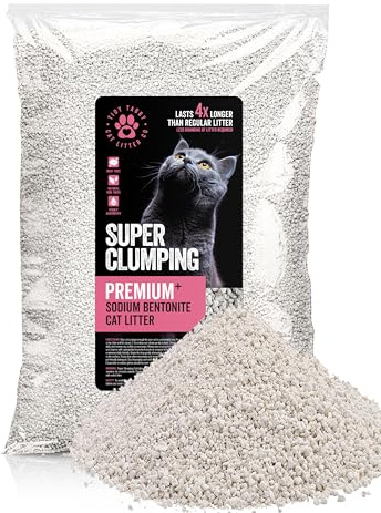 Natural Premium Super Clumping Cat Litter | 20L/15kg Bentonite Clay Cat Litter | Ideal for Short Haired Cats | Highly Absorbent | Non-Toxic | No Dust | Odour Control Litter | Lasts 4X Longer