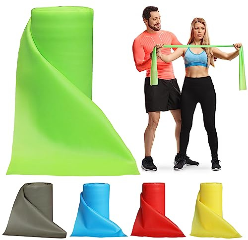 Bande di resistenza professionali in rotoli di massa, elastiche per fisioterapia, fasce elastiche per esercizi di recupero, fisioterapia, yoga, pilates, riabilitazione, fitness (verde, media)