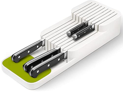 Knife Organiser in Drawer for 9 Knives, Compact Durable Space-Saving White