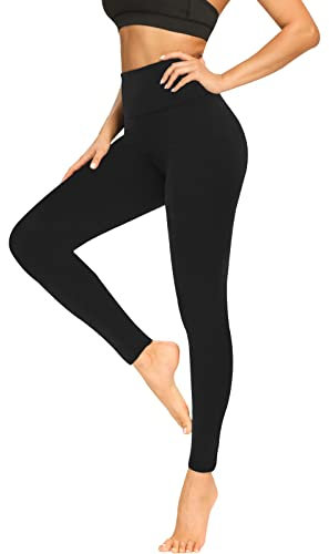 MOREFEEL High Waist Leggings Damen Elastische Blickdicht Leggins Weiche Sporthose für Yoga Fitness Sport Gym (Schwarz,L-XL)