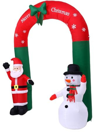 Milageto Arco Gonfiabile di Natale da 122 Pollici con luci Decorazione Natalizia EU 220V Ornamento di Natale per Prato Giardino Decorazione Carino Leggero