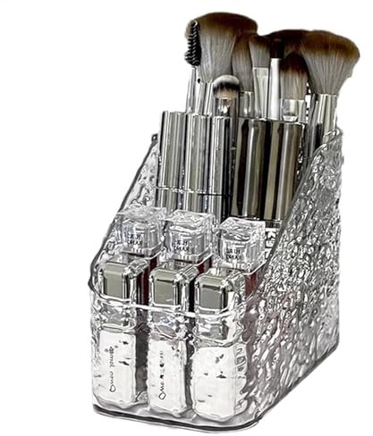 Organizer per pennelli da trucco, contenitore per matite, cosmetici, contenitore per pennelli da trucco, design trasparente per mascara, rossetto, smalto per unghie, dentifricio