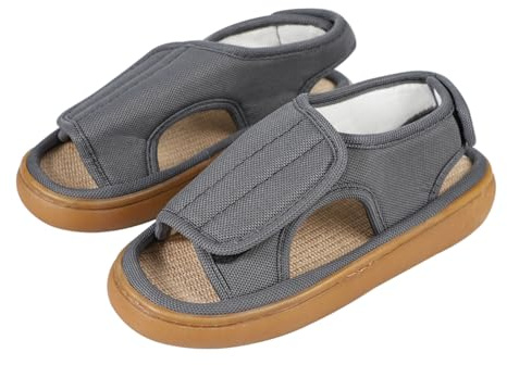 Chaussons Diabétiques Femmes Hommes Sandales Extra-larges pour Oedème Gonflement Chaussures Chirurgicales Orthopédiques à Bout Ouvert Réglables Pantoufles d'été Antidérapantes pour Personnes Âgées