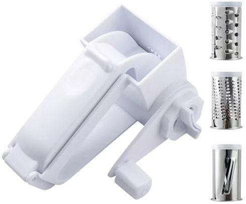 YBNSXP Rallador de Queso, Verduras y nueces, 2 Tambores de Acero Inoxidable, rallador de Queso parmesano con Mango, rallador de Queso Manual(3Pcs)